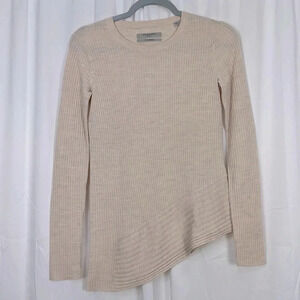 Allsaints Keld‎ Crew Neck Ribbed Asymmetric Merino Wool Sweater Size Small